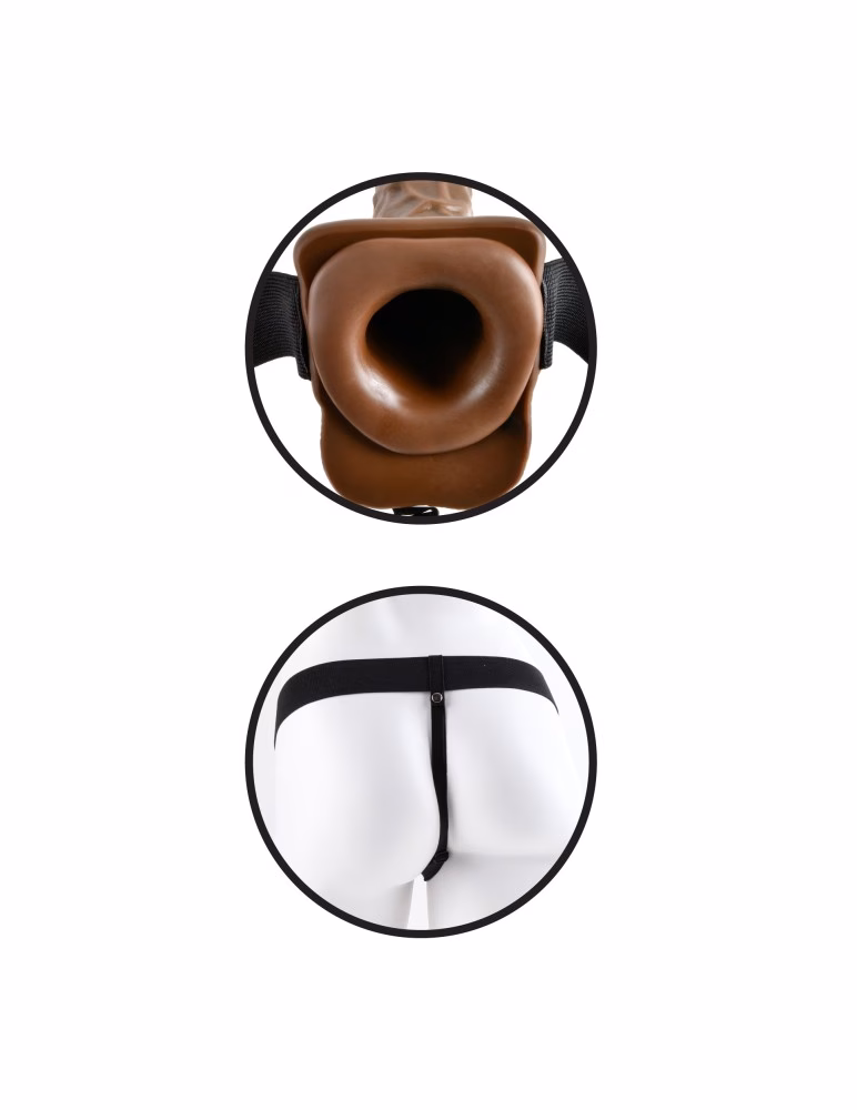 7" Hollow Strap-On with Ball Brown/Black - Image 4