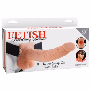 9" Hollow Strap-On with Balls Light/Black
