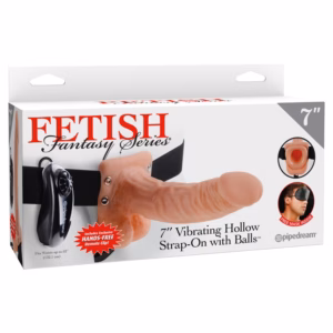 7" Vibrating Hollow Strap-On with Balls Light/Black