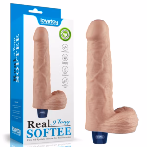 9" REAL SOFTEE Rechargeable Vibrating Dildo (Flesh)