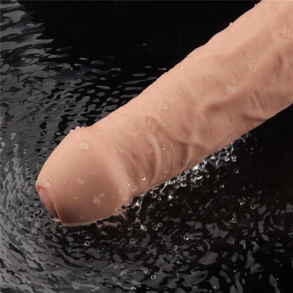 9" REAL SOFTEE Rechargeable Vibrating Dildo (Flesh) - Image 2