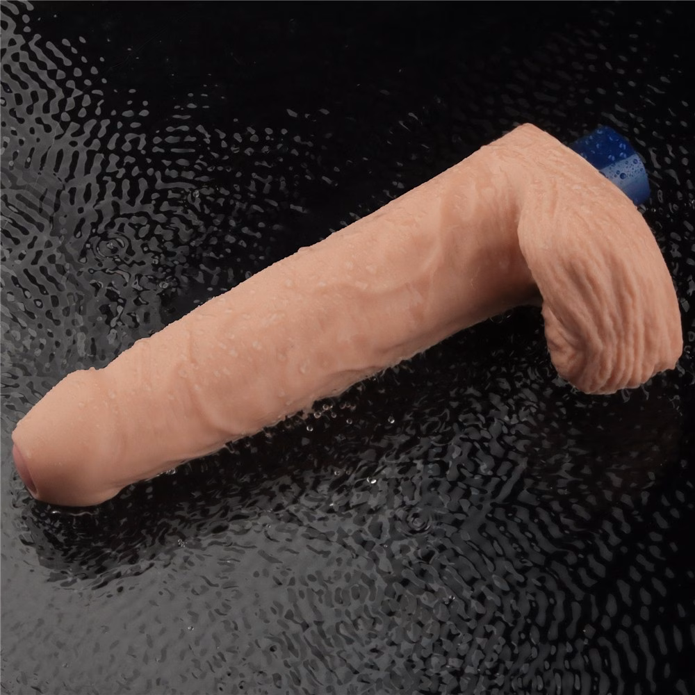 9" REAL SOFTEE Rechargeable Vibrating Dildo (Flesh) - Image 3