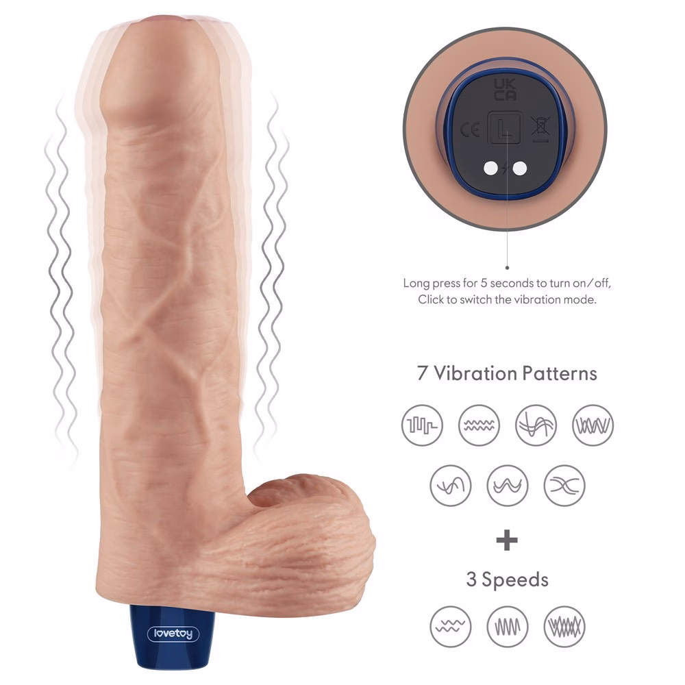 9" REAL SOFTEE Rechargeable Vibrating Dildo (Flesh) - Image 6