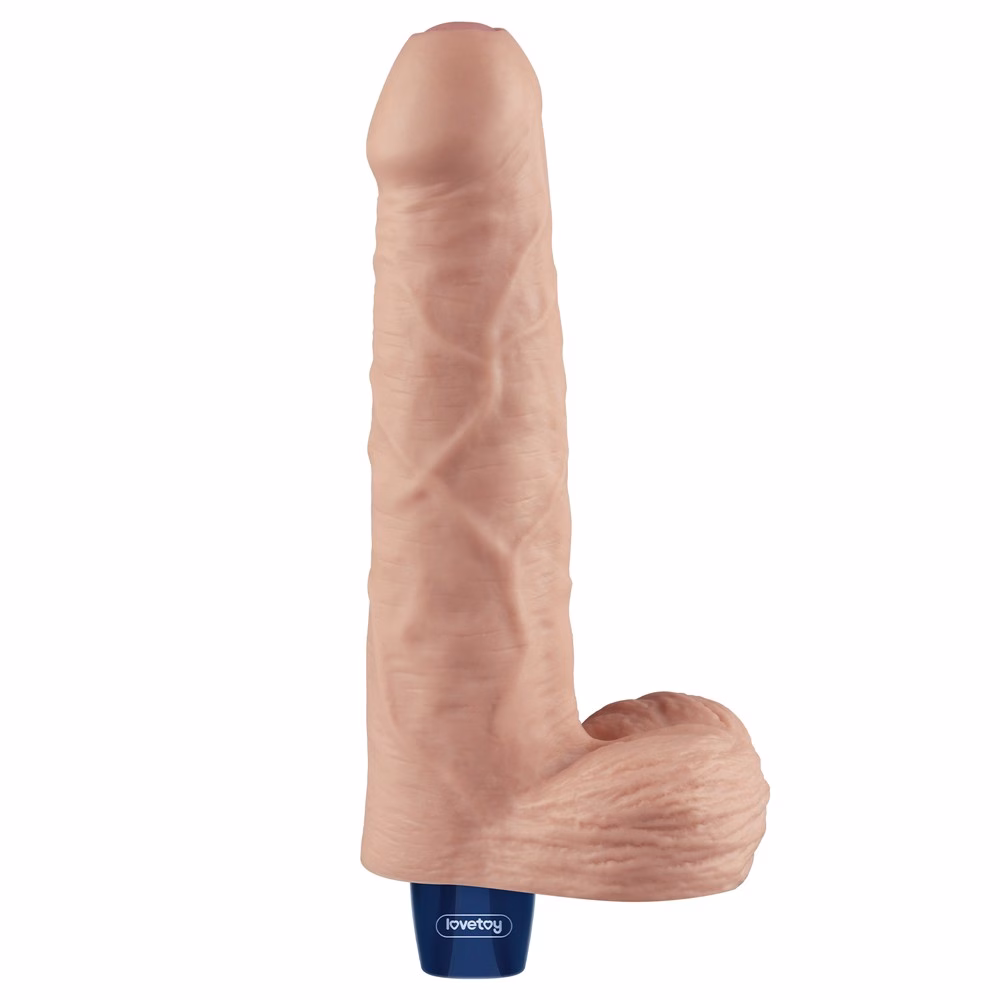 9" REAL SOFTEE Rechargeable Vibrating Dildo (Flesh) - Image 8