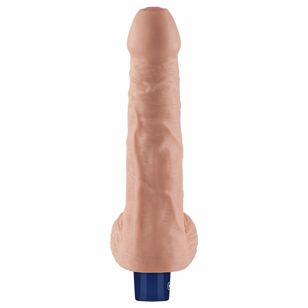 9" REAL SOFTEE Rechargeable Vibrating Dildo (Flesh) - Image 10