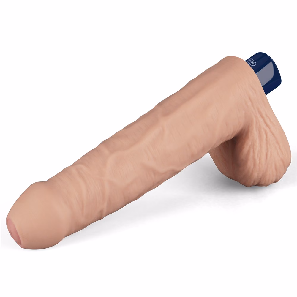 9" REAL SOFTEE Rechargeable Vibrating Dildo (Flesh) - Image 12