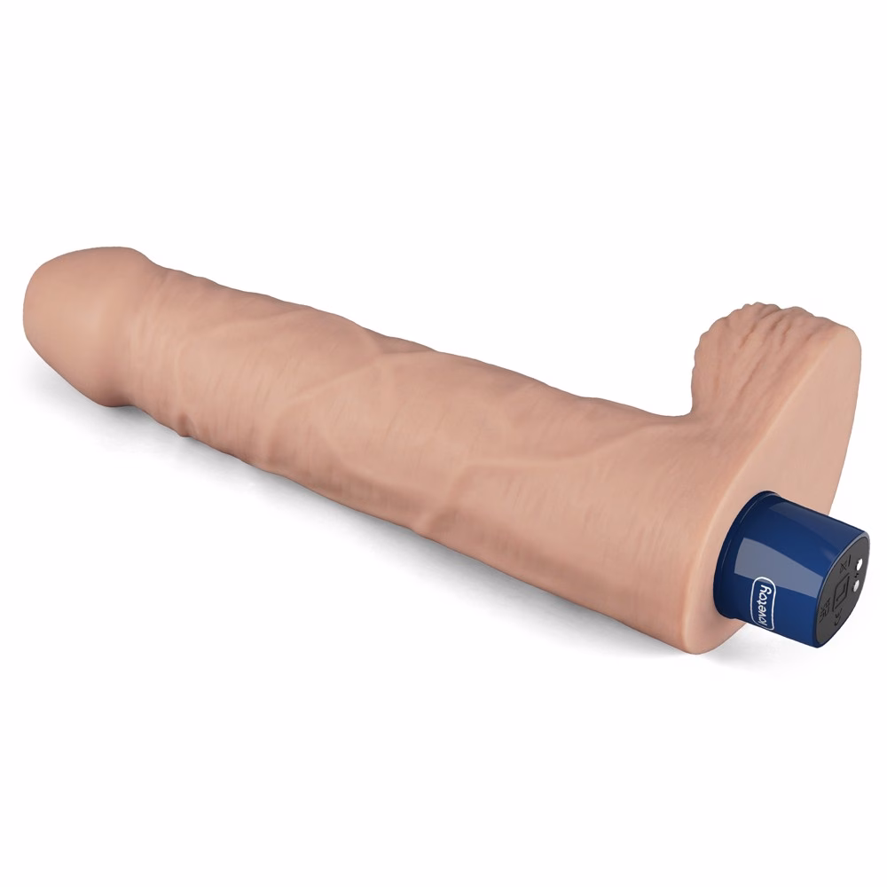 9" REAL SOFTEE Rechargeable Vibrating Dildo (Flesh) - Image 13