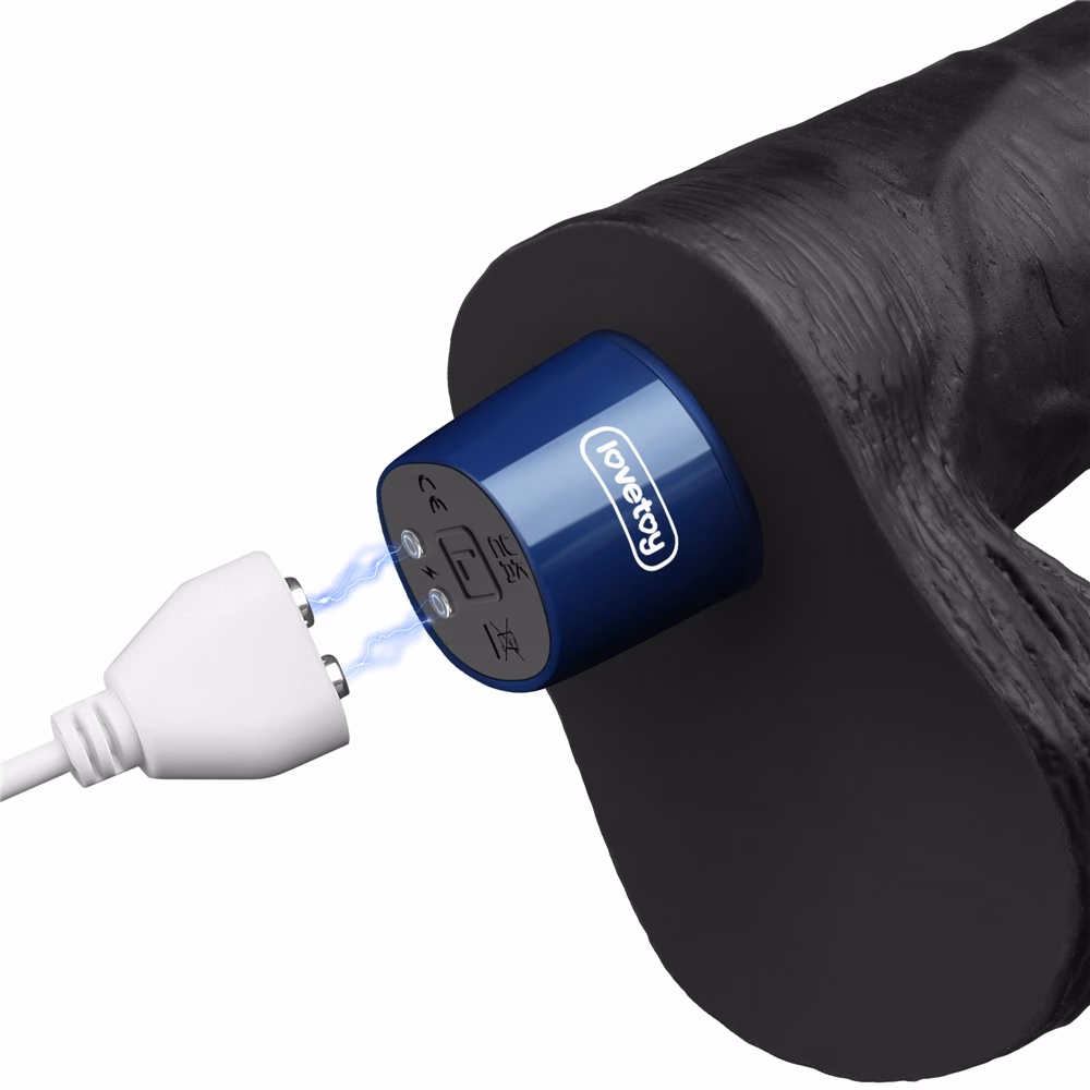 9" REAL SOFTEE Rechargeable Vibrating Dildo(Black)_B15O50_4 - Image 5