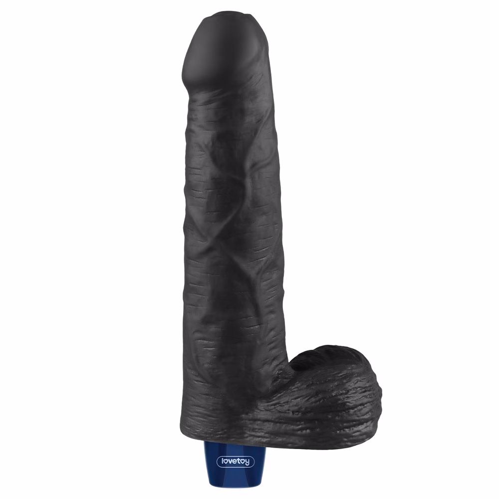 9" REAL SOFTEE Rechargeable Vibrating Dildo(Black)_B15O50_4 - Image 8
