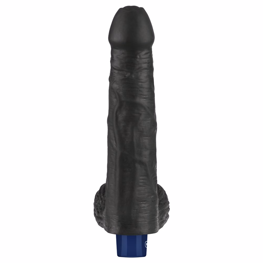 9" REAL SOFTEE Rechargeable Vibrating Dildo(Black)_B15O50_4 - Image 10