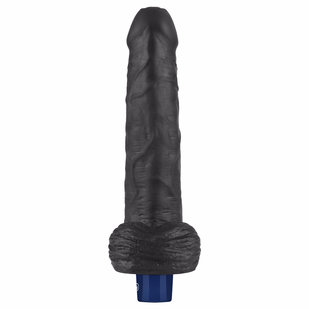 9" REAL SOFTEE Rechargeable Vibrating Dildo(Black)_B15O50_4 - Image 11