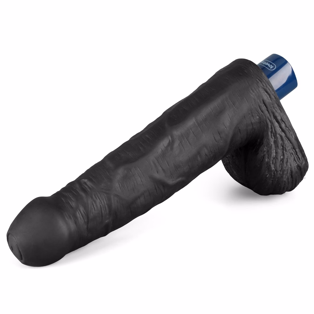 9" REAL SOFTEE Rechargeable Vibrating Dildo(Black)_B15O50_4 - Image 12