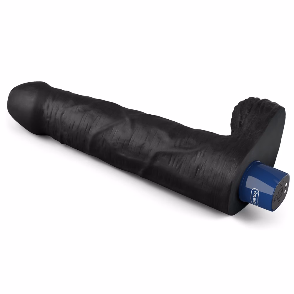 9" REAL SOFTEE Rechargeable Vibrating Dildo(Black)_B15O50_4 - Image 13