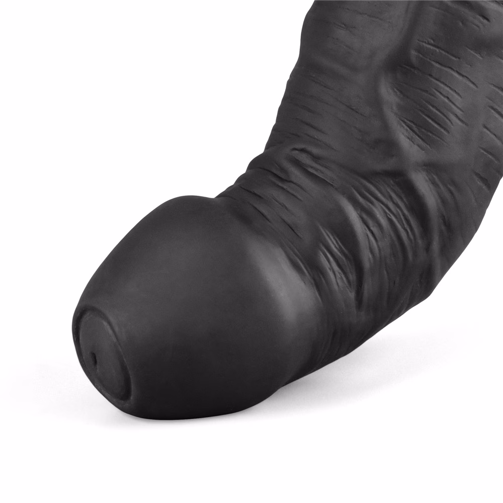 9" REAL SOFTEE Rechargeable Vibrating Dildo(Black)_B15O50_4 - Image 14