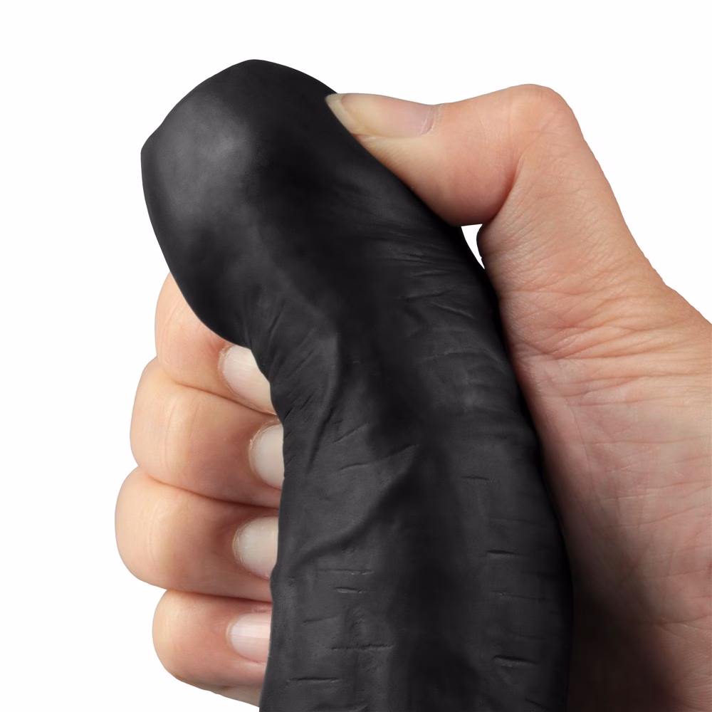 9" REAL SOFTEE Rechargeable Vibrating Dildo(Black)_B15O50_4 - Image 15