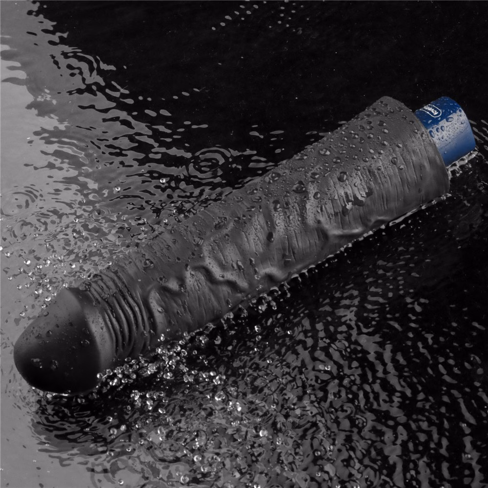 9.5" REAL SOFTEE Rechargeable Vibrating Dildo(Black)_B15O50_4 - Image 3