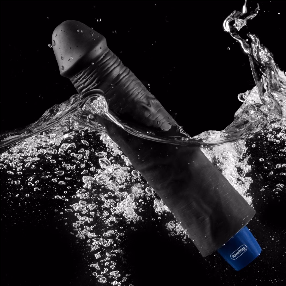9.5" REAL SOFTEE Rechargeable Vibrating Dildo(Black)_B15O50_4 - Image 4