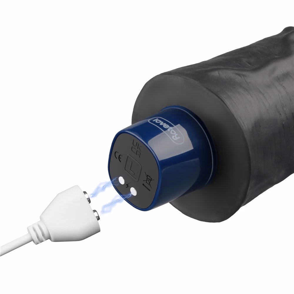 9.5" REAL SOFTEE Rechargeable Vibrating Dildo(Black)_B15O50_4 - Image 5