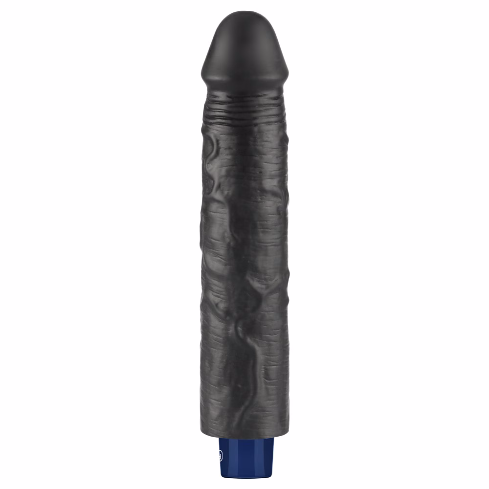 9.5" REAL SOFTEE Rechargeable Vibrating Dildo(Black)_B15O50_4 - Image 10