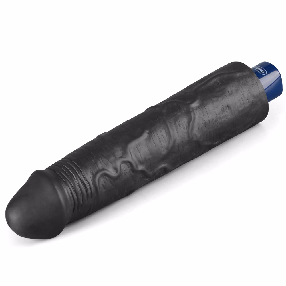 9.5" REAL SOFTEE Rechargeable Vibrating Dildo(Black)_B15O50_4 - Image 12
