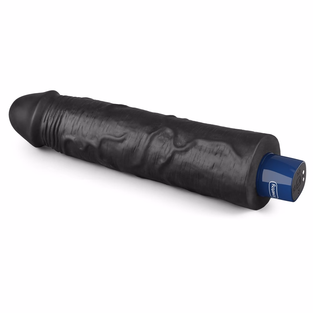 9.5" REAL SOFTEE Rechargeable Vibrating Dildo(Black)_B15O50_4 - Image 13
