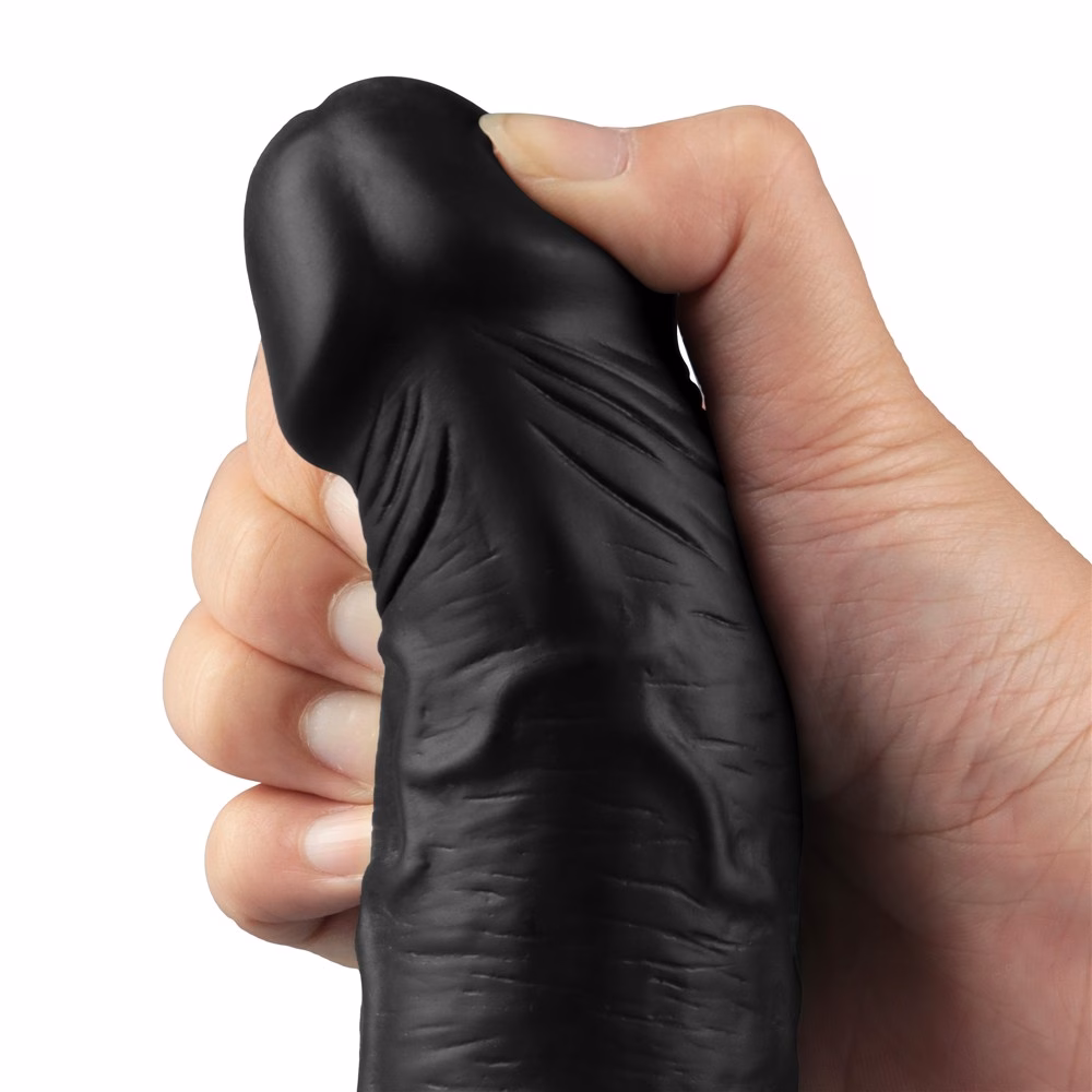 9.5" REAL SOFTEE Rechargeable Vibrating Dildo(Black)_B15O50_4 - Image 15