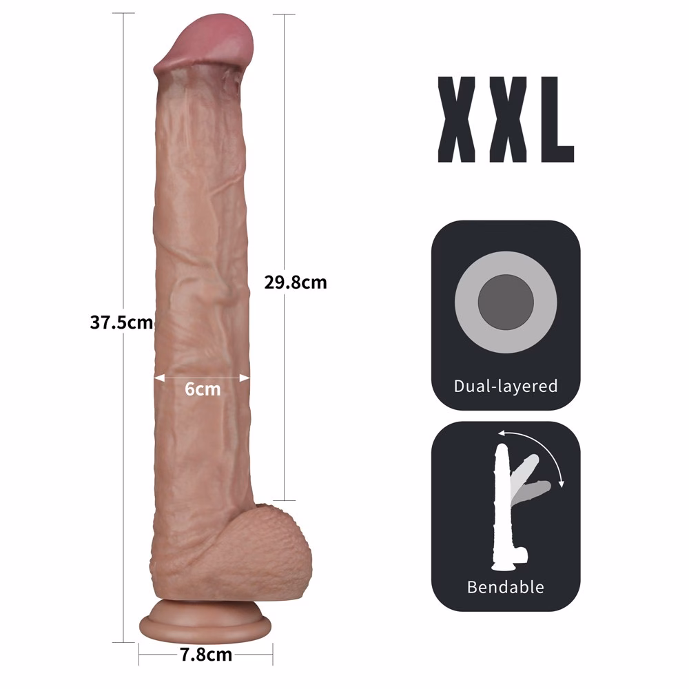 14.5'' Dual Layered Bendable Silicone Cock XXL(Flesh) - Image 15