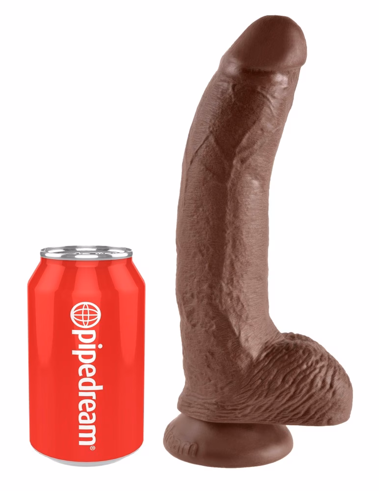 9" Cock with Balls Brown - Image 3