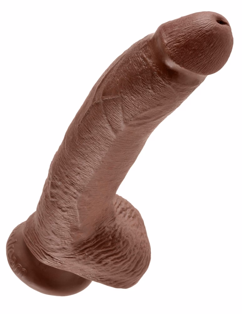 9" Cock with Balls Brown - Image 4