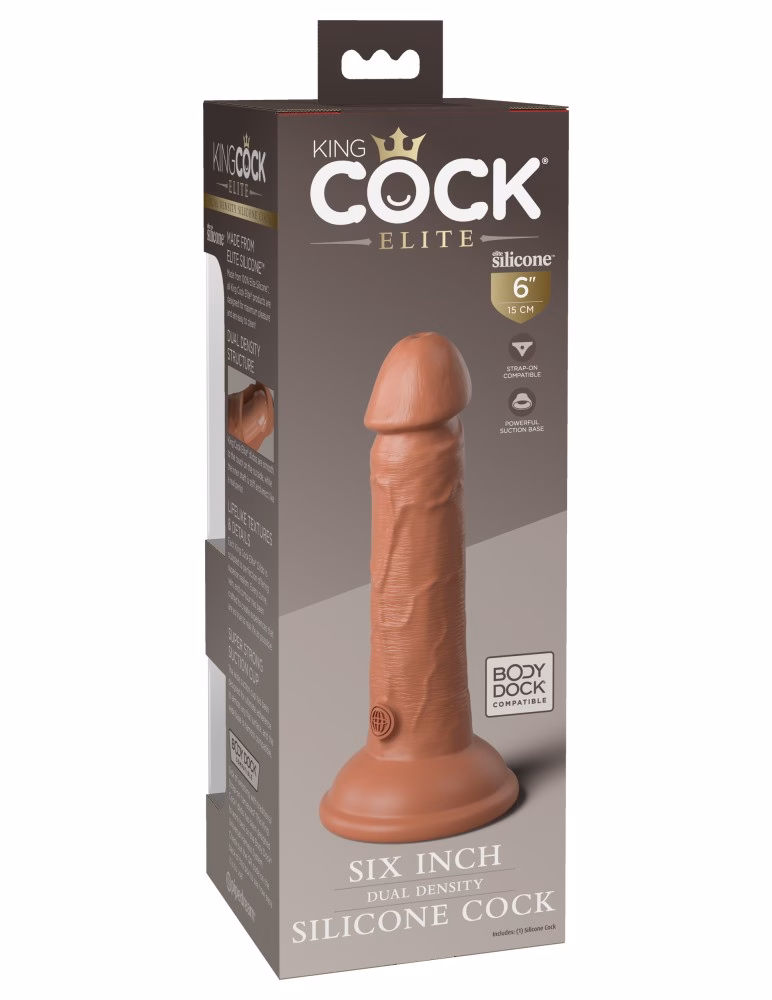 6" Dual Density Vibrating Silicone Cock Tan - Image 2