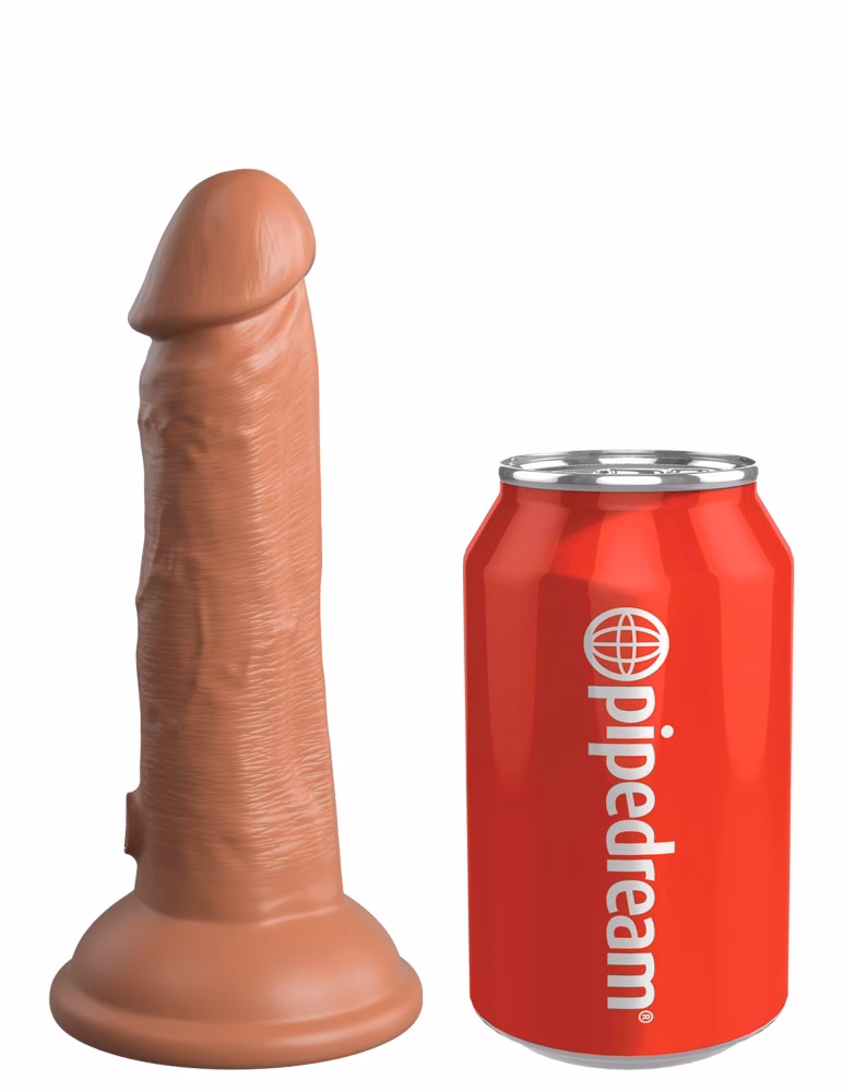 6" Dual Density Vibrating Silicone Cock Tan - Image 6