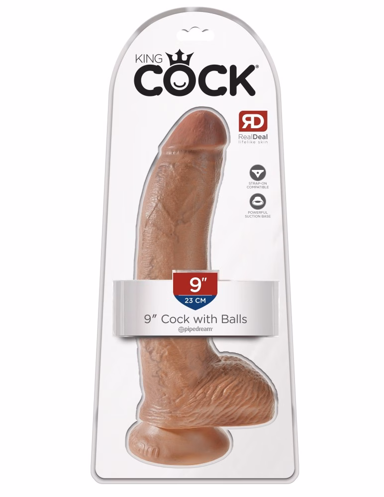 9" Cock with Balls Tan