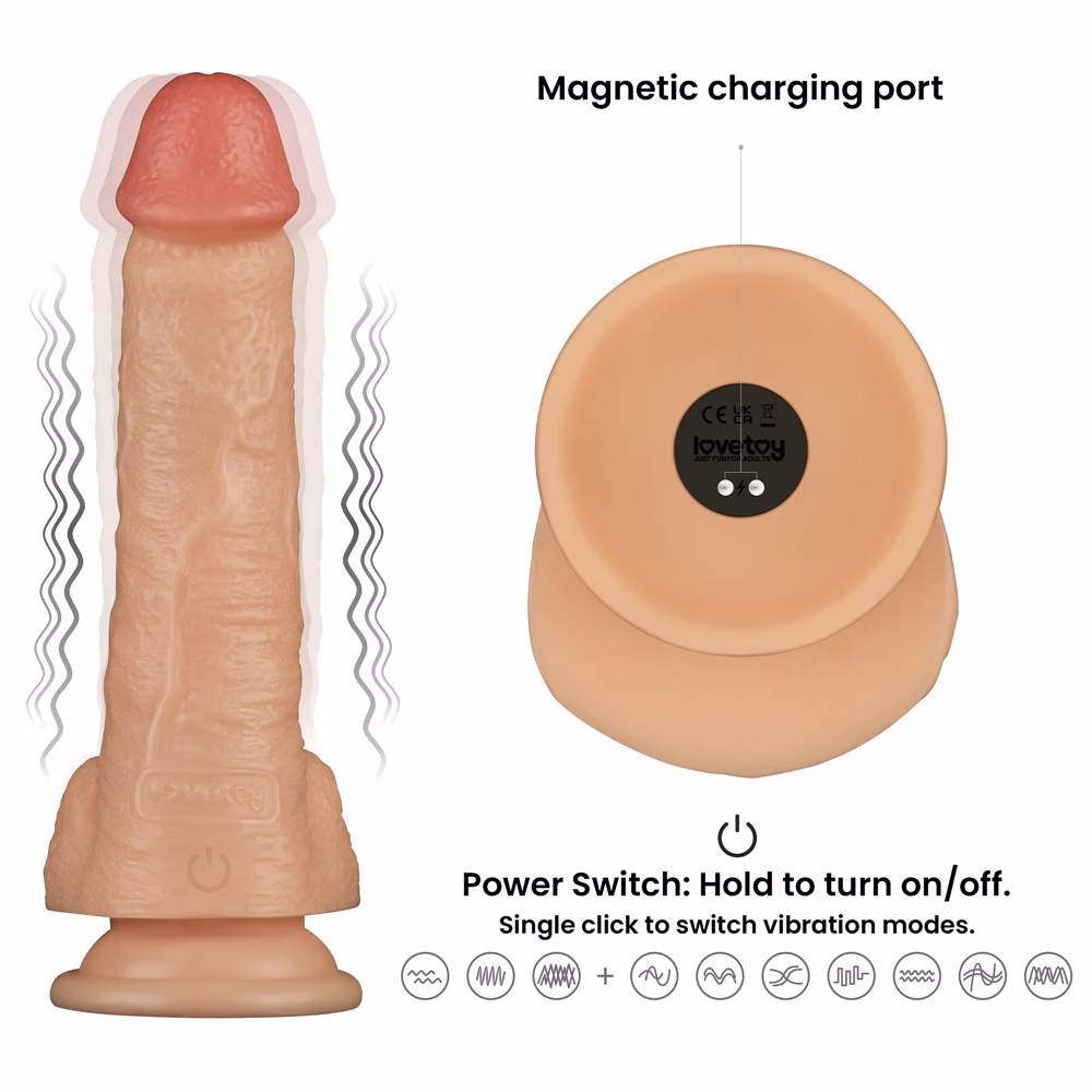 8'' Vibrating Power Basics Cock - Image 11