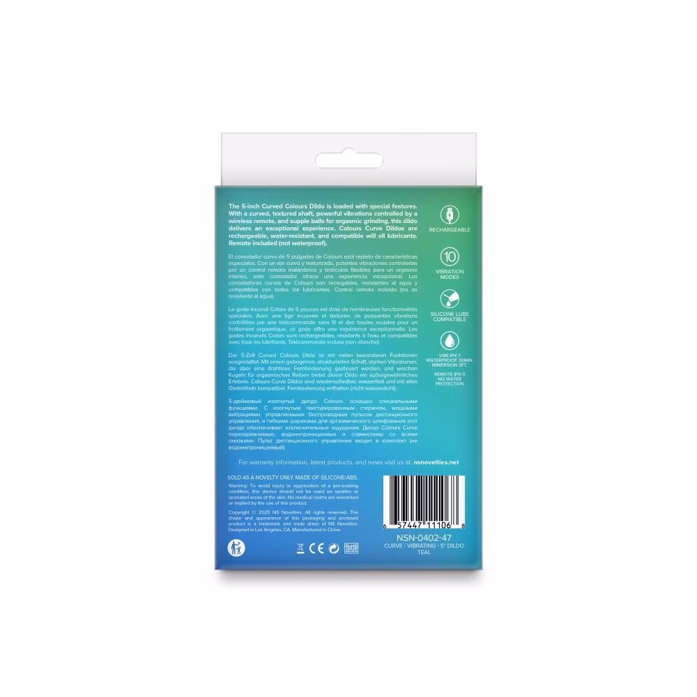 Colours - Curve - Vibrating - 5" Dildo - Teal - 3. kép