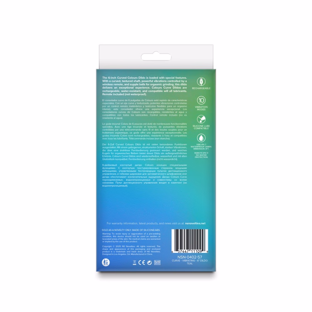 Colours - Curve - Vibrating - 6" Dildo - Teal - 3. kép
