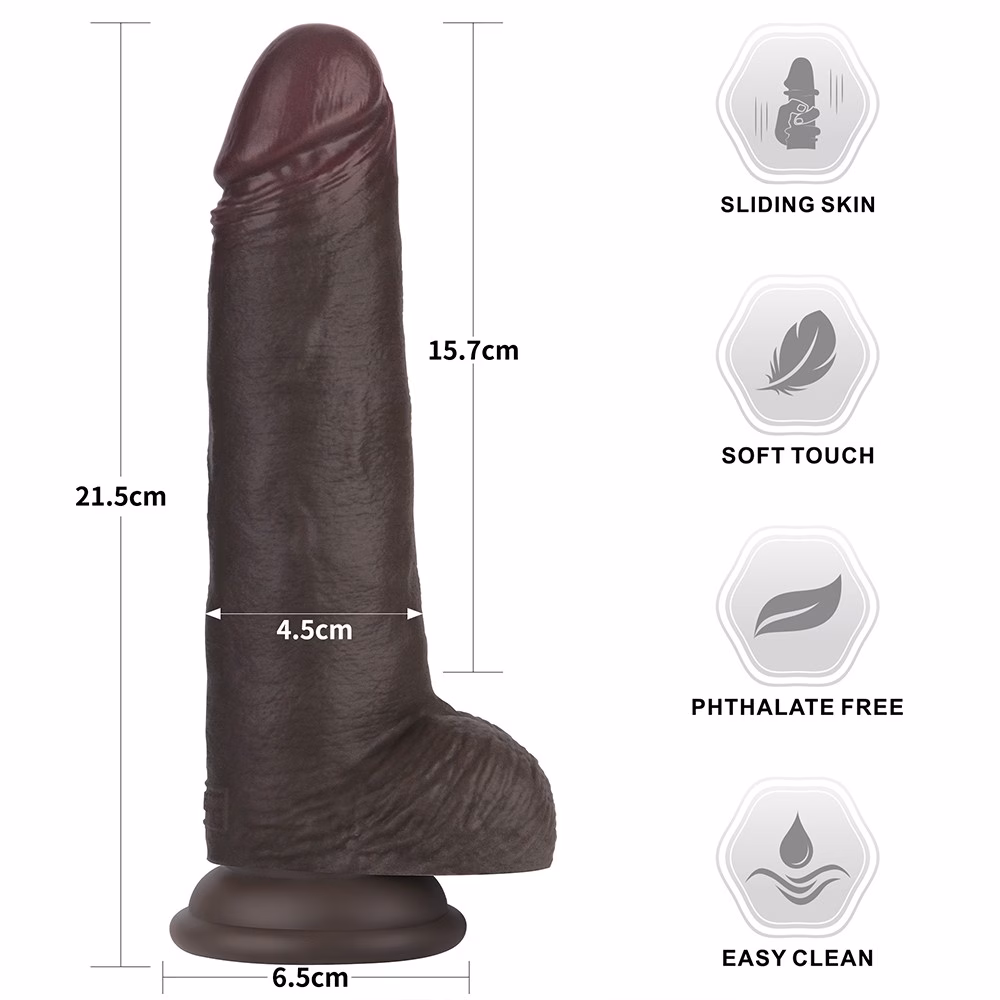 8.5'' Sliding Skin Pro II Dual Layer Silicone Dong (Black) - Image 15
