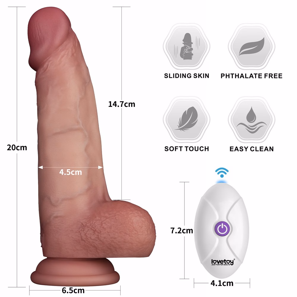 8" Vibrating Sliding Skin Pro II Silicone Dong - Image 4