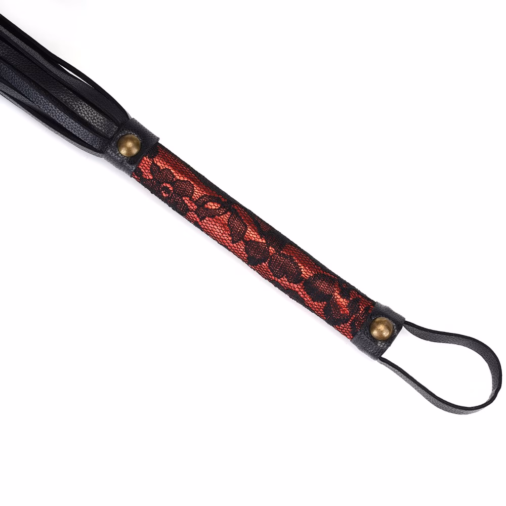Victorian Garden: Lace and Vegan Leather Flogger Whip - Image 4