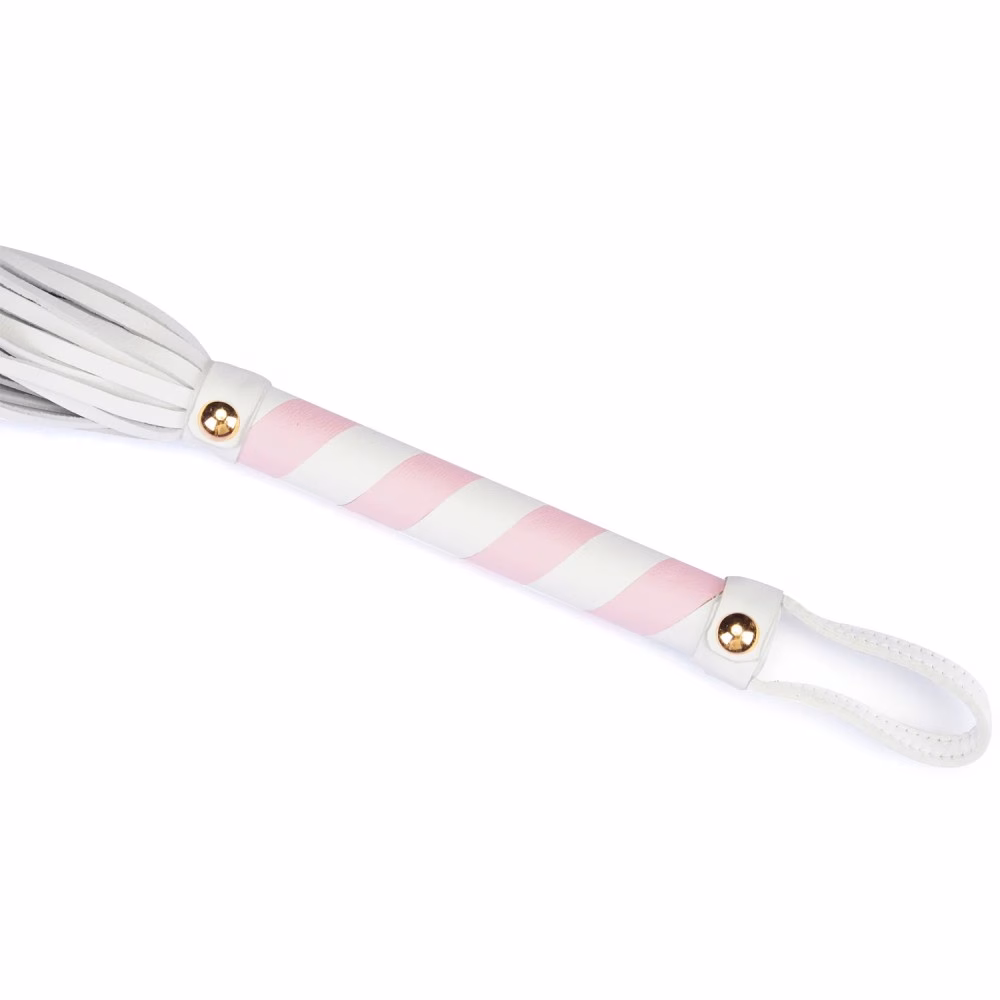 White & Pink Leather Flogger - Image 4